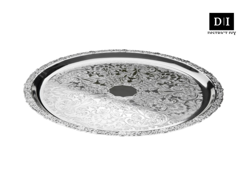 QUEEN ANNE SILVERWARE Large Round Flat Tray 36.5cm